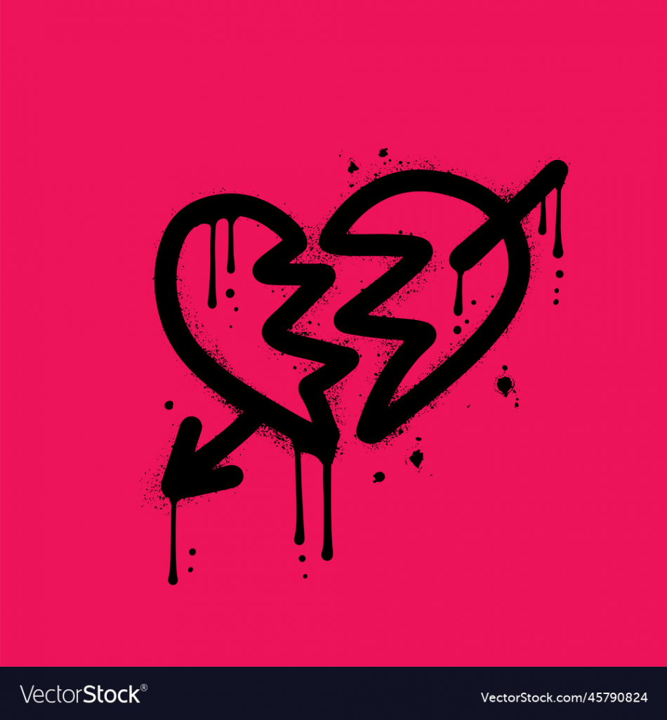 Spray painted urban graffiti broken heart icon Vector Image