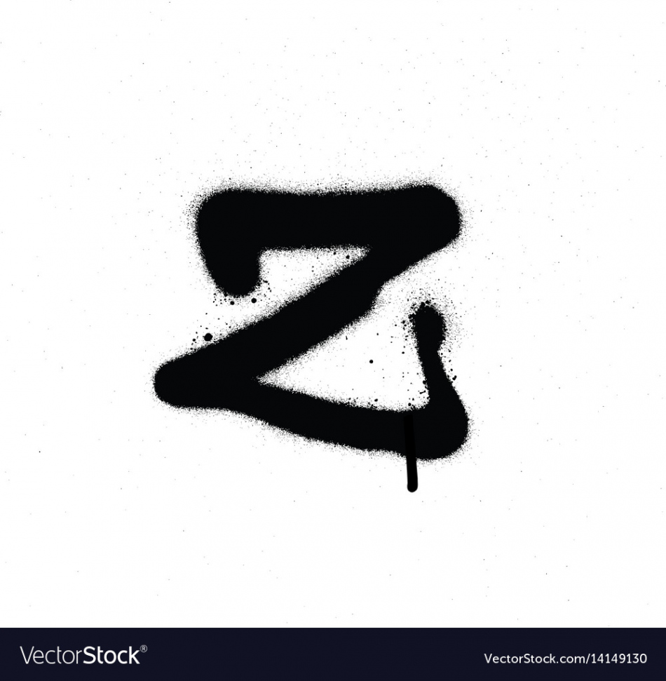 Sprayed z font graffiti with leak in black Vector Image