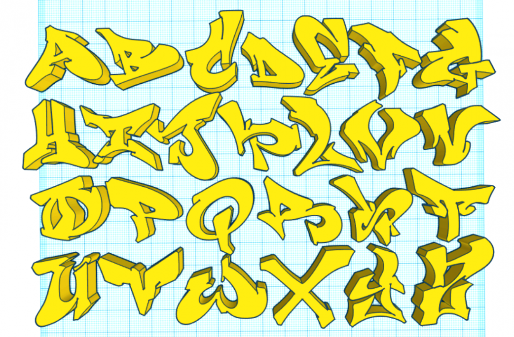 STL-Datei D GRAFFITI LETTERS kostenlos・Design zum D-Drucken zum