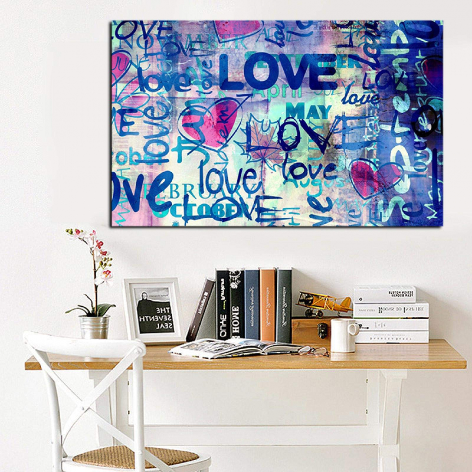 Street Art Graffiti Love Quotes Abstrakte Malerei auf Leinwand Poster HD  Print Pop Art Wandbilder für Wohnzimmer xcm(xin) mit Rahmen