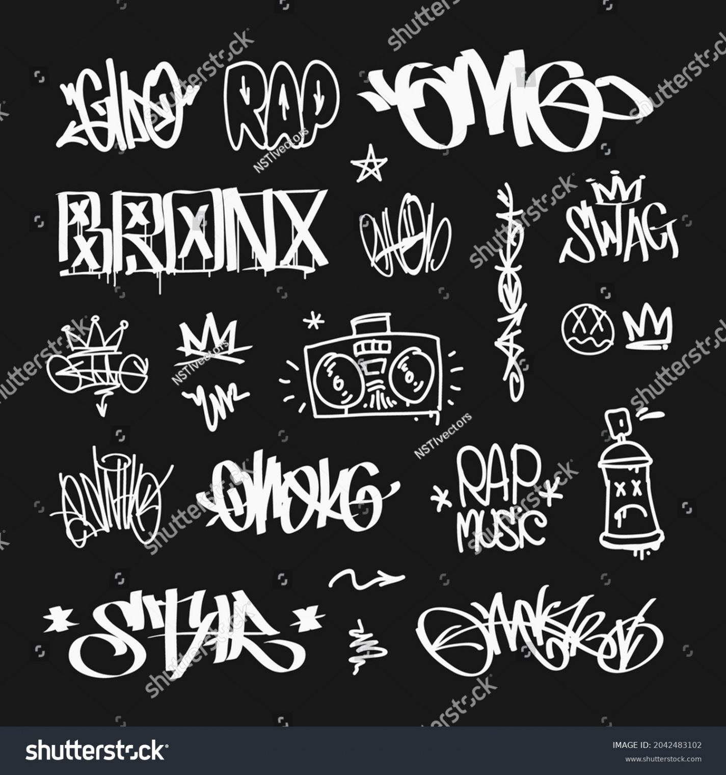 Street Art Graffiti Tags Hiphop Rap Stock Vector (Royalty Free