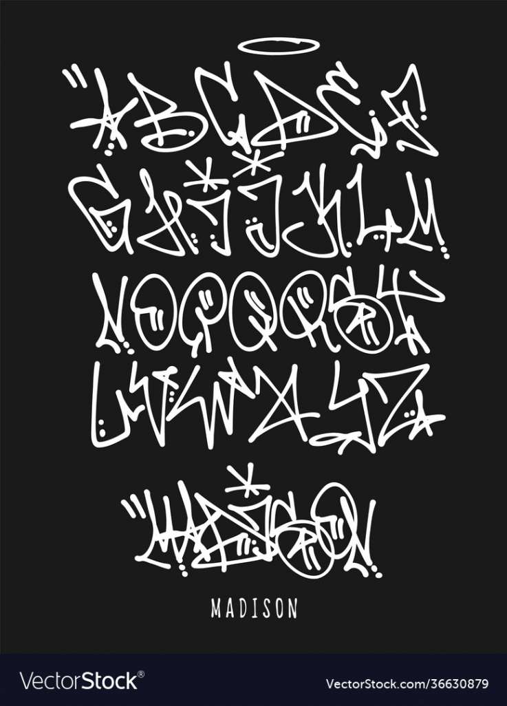 Street graffiti tag font handwritten typography Vector Image