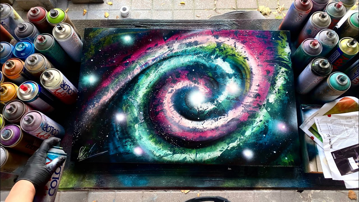 Swirling Galaxy SPRAY PAINT ART by Skech