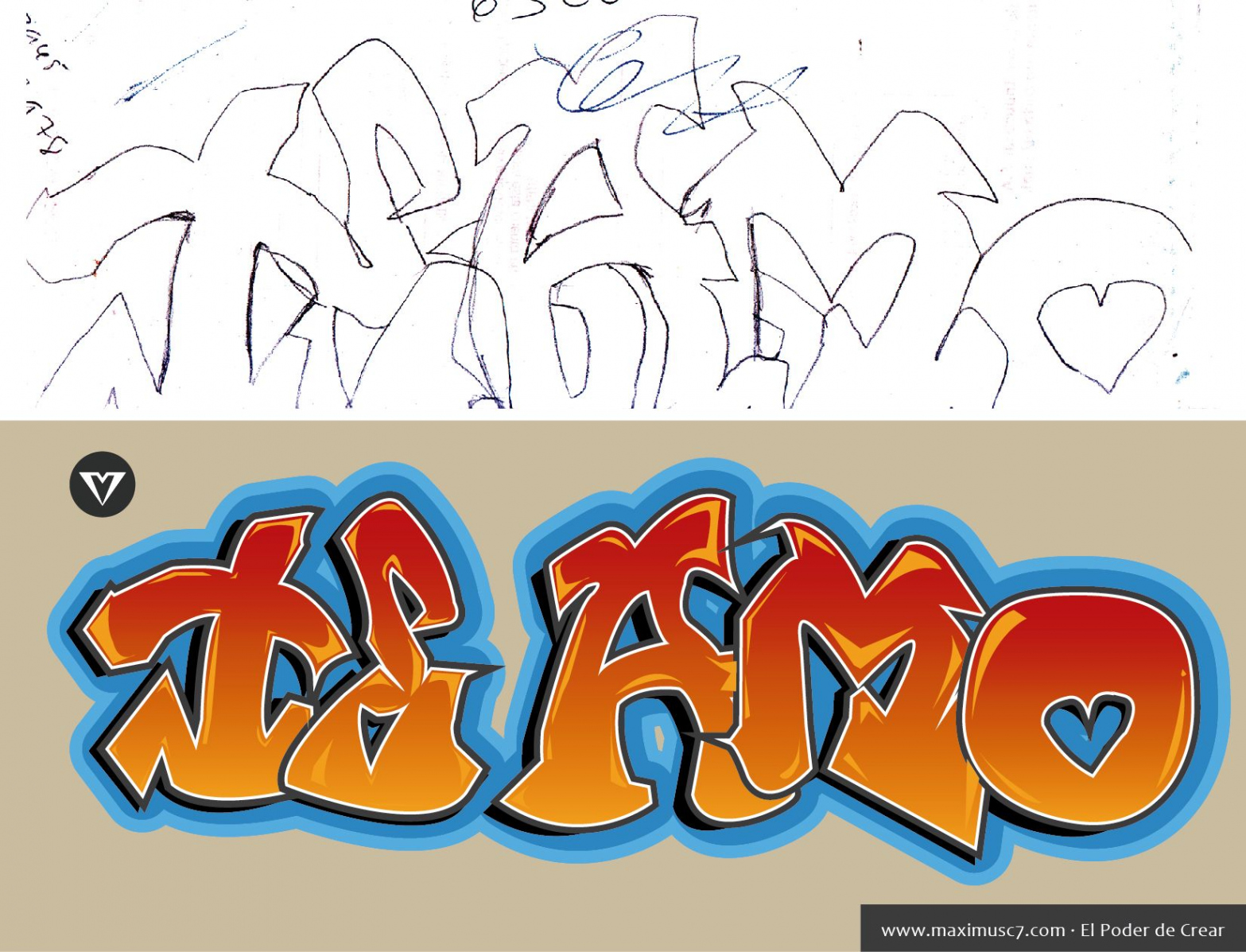 Te Amo / I Love You * Graffiti Digital  Tipos de letras graffiti