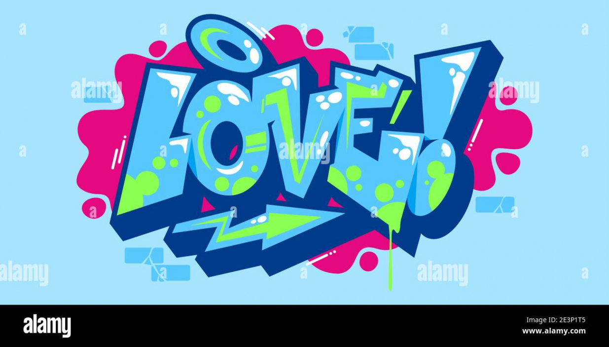 Testo astratto Love Graffiti stile caratteri lettering