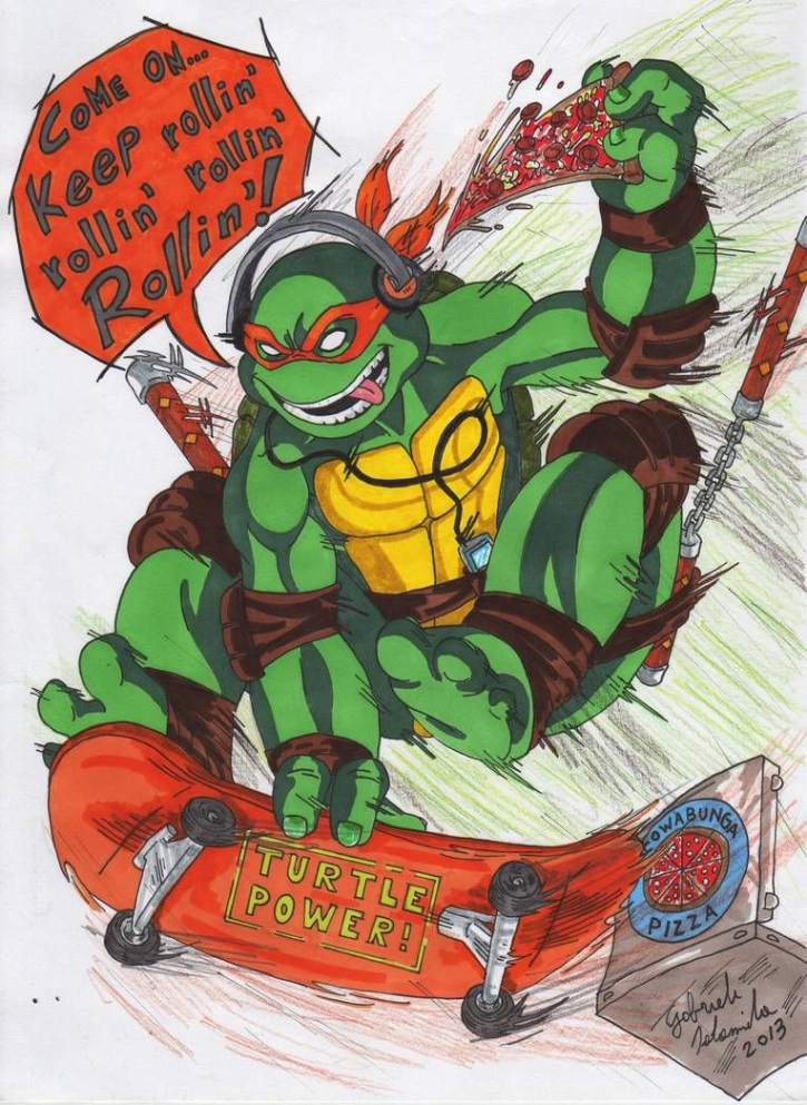 TMNT-Mikey on skate (-colors) by GabRed-Hat on DeviantArt  Tmnt