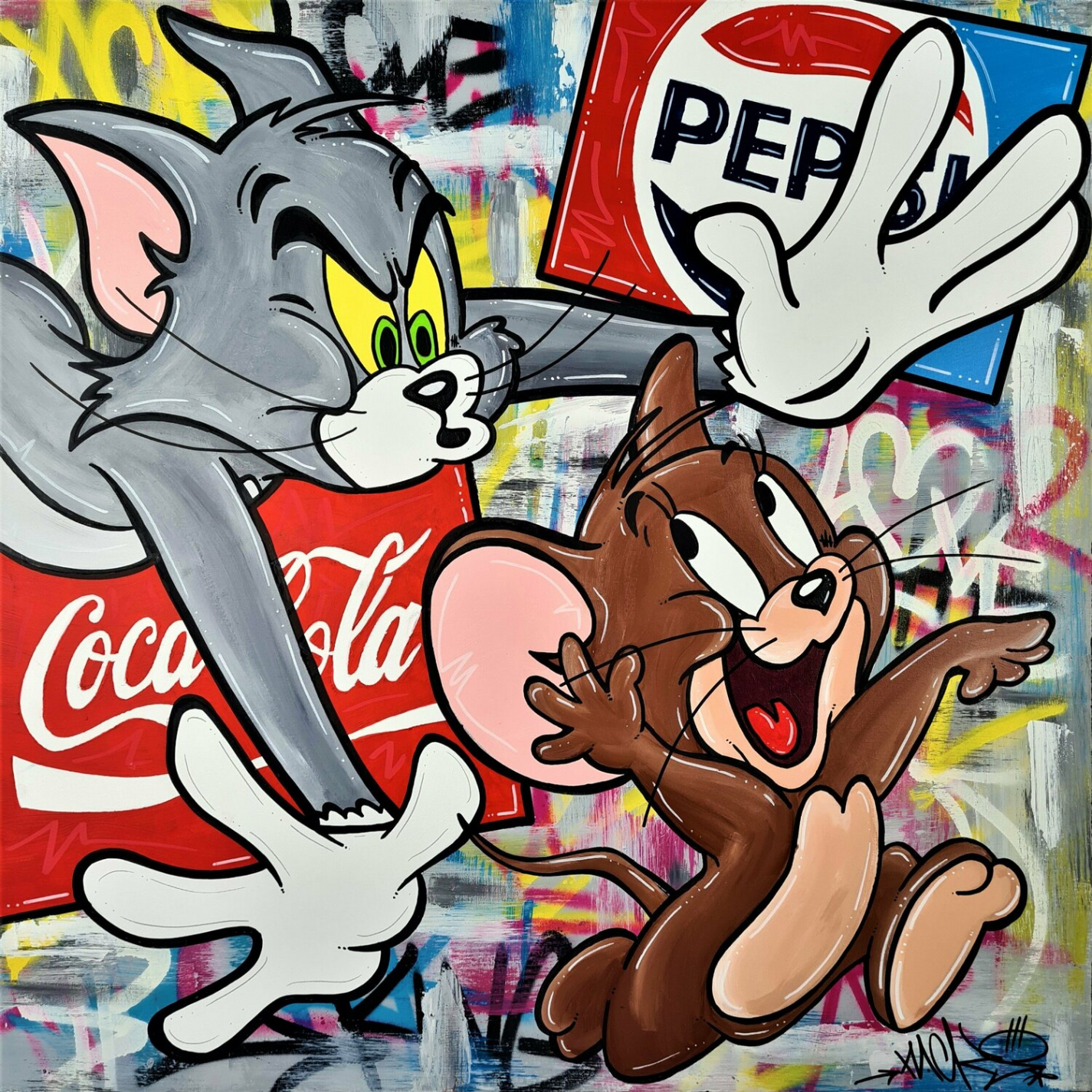 Tom & Jerry in the Street von Nacks (): Malerei Acryl