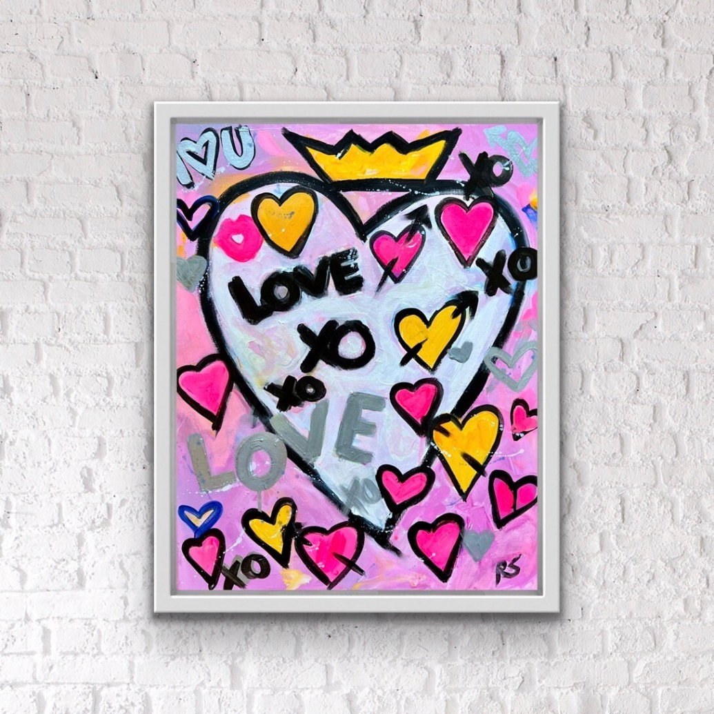 Trendy Graffiti Heart Art. Neon Hot Pink Pop Love Painting. - Etsy