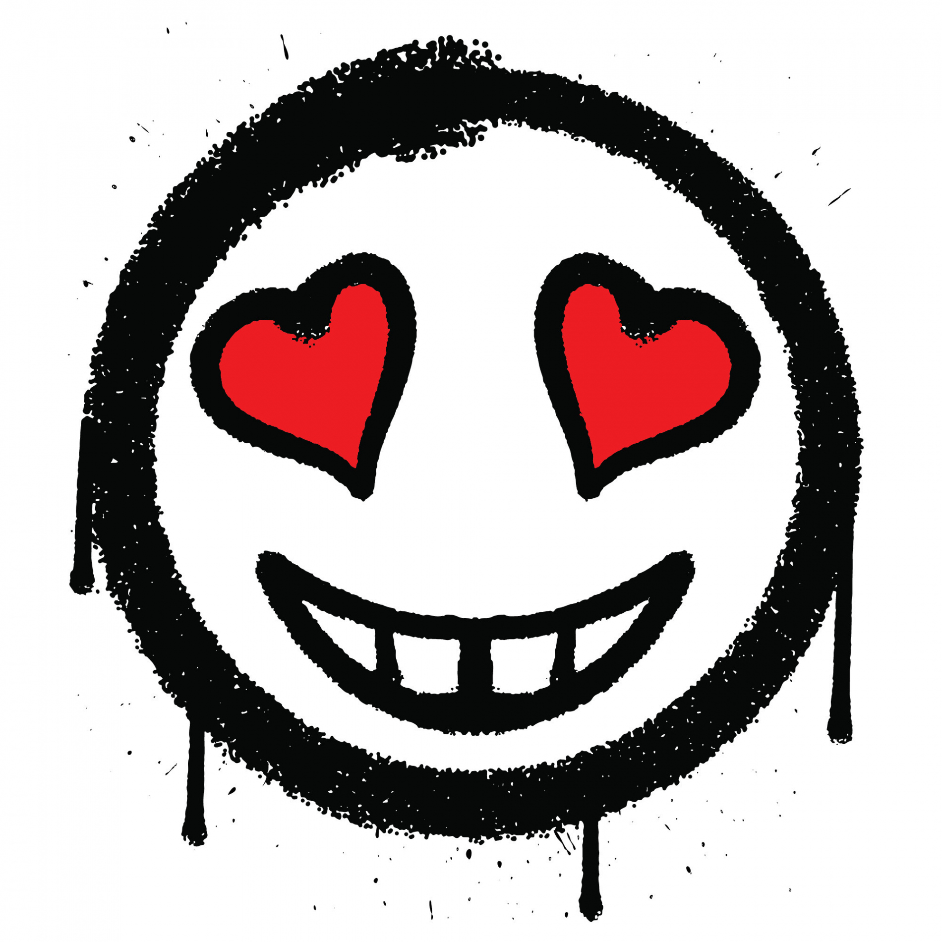 Vector graffiti spray paint fall in love emoticon isolated vector