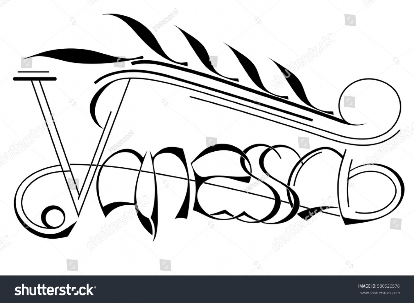 Vector Vanessa Name Lettering Vanessa Name: Stock-Vektorgrafik