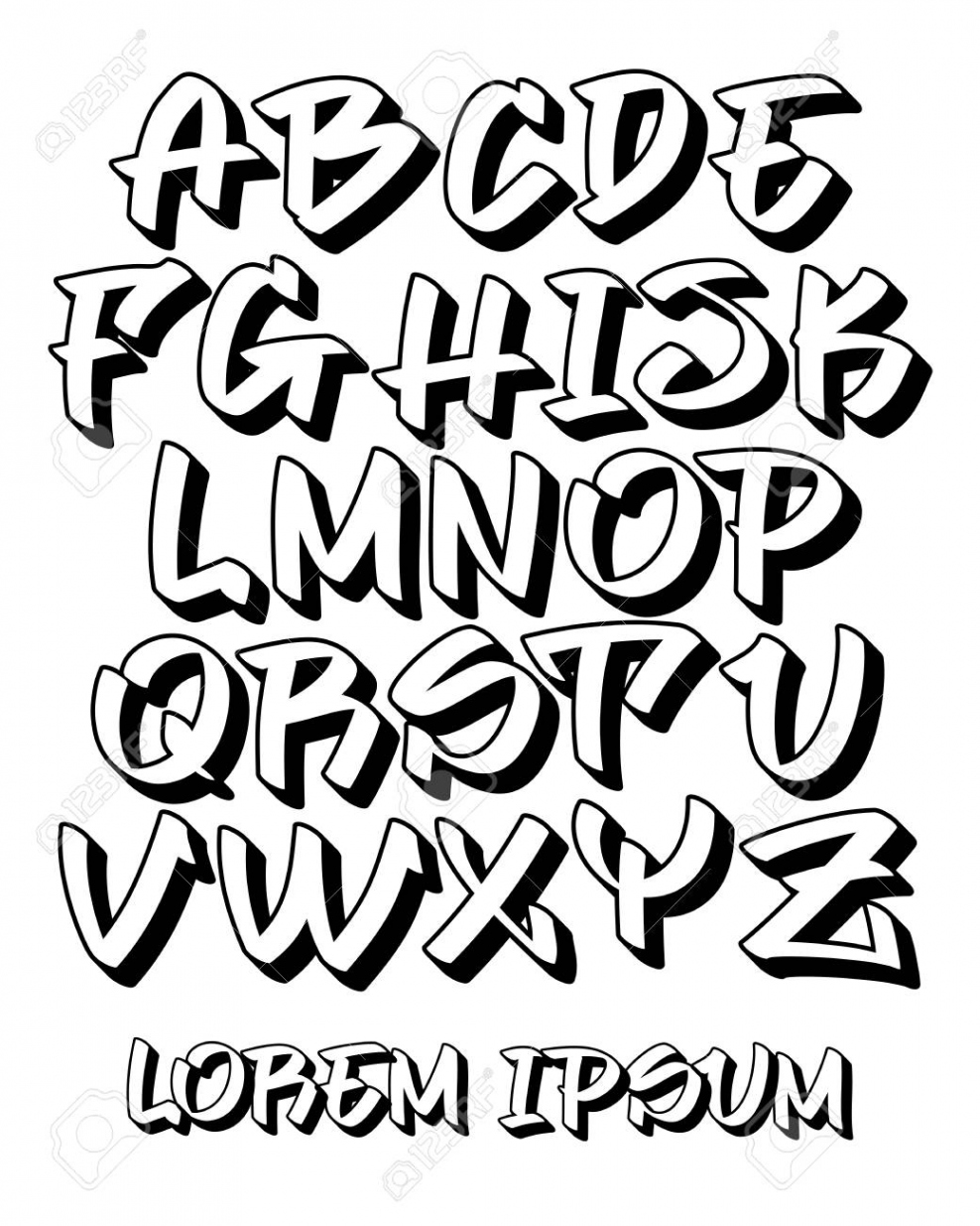 Vectorial Font In Readable Graffiti Hand Written D Style