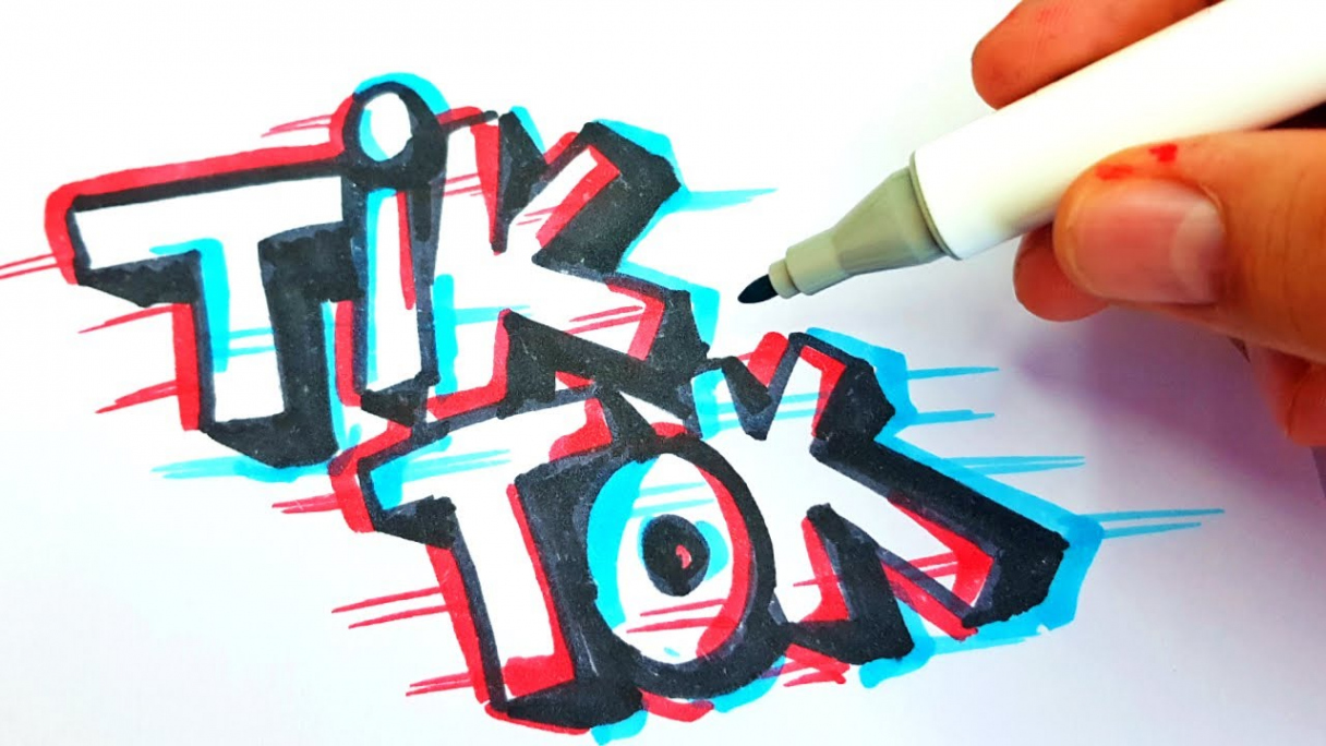 Very Easy ! TIK TOK - Glitch Effect! - GRAFFITI -Anyone can draw