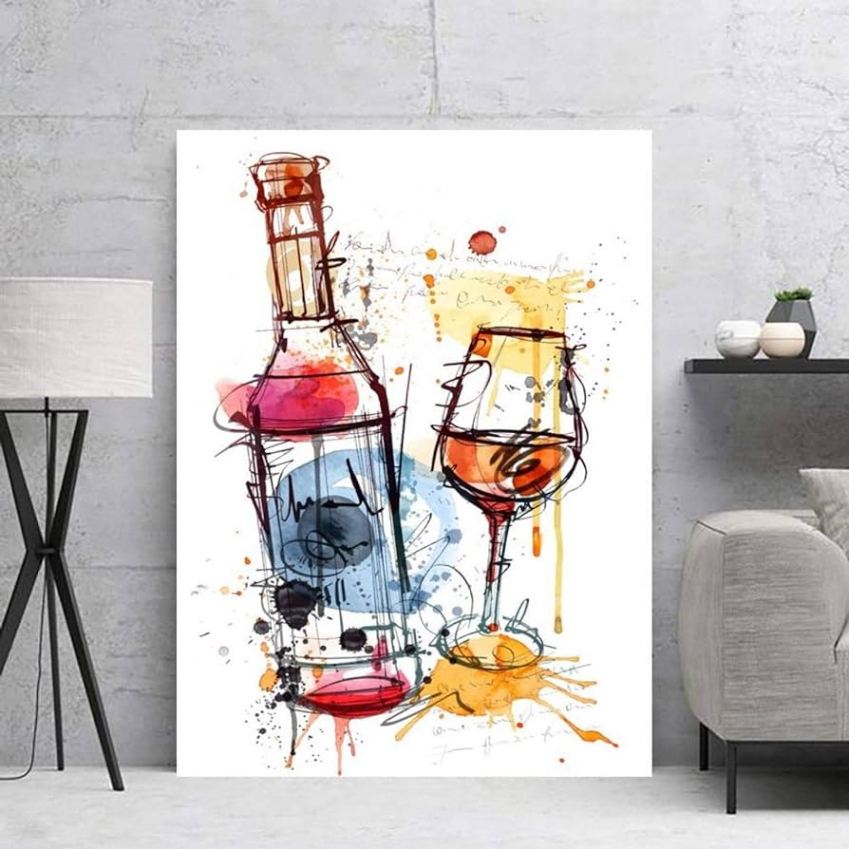 VNPQC Street Art Graffiti Canvas Picture Wine Glass Kitchen Decor Wall  Paintings Modern Nordic Poster for Home Restaurant Decor xcm Frameless