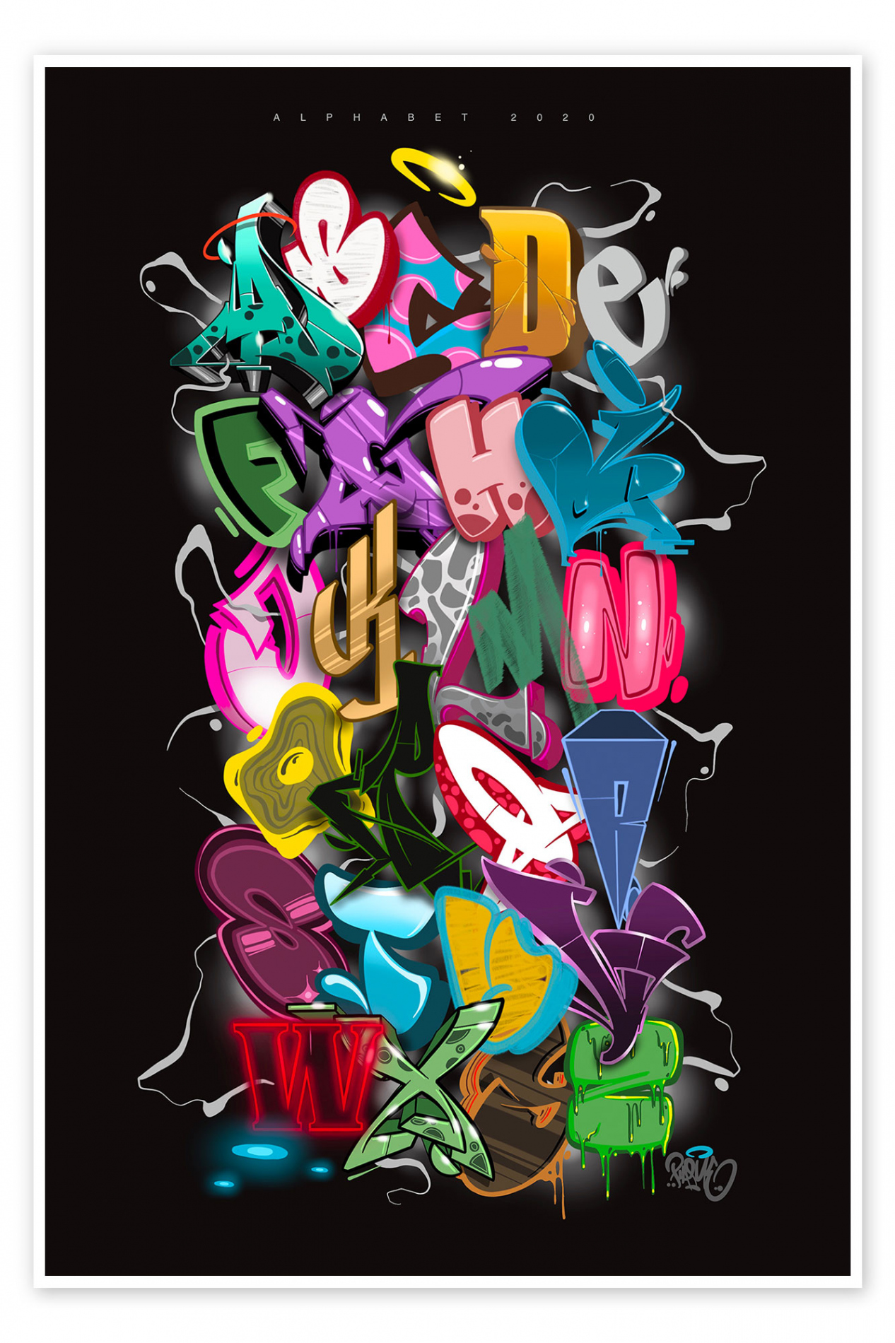 Wandbild „Graffiti-Alphabet“ von plaque one  Posterlounge