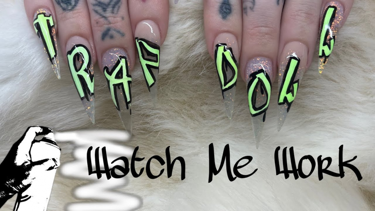 Watch Me Work: Graffiti Nail Art  Acrylic Full Set Tutorial