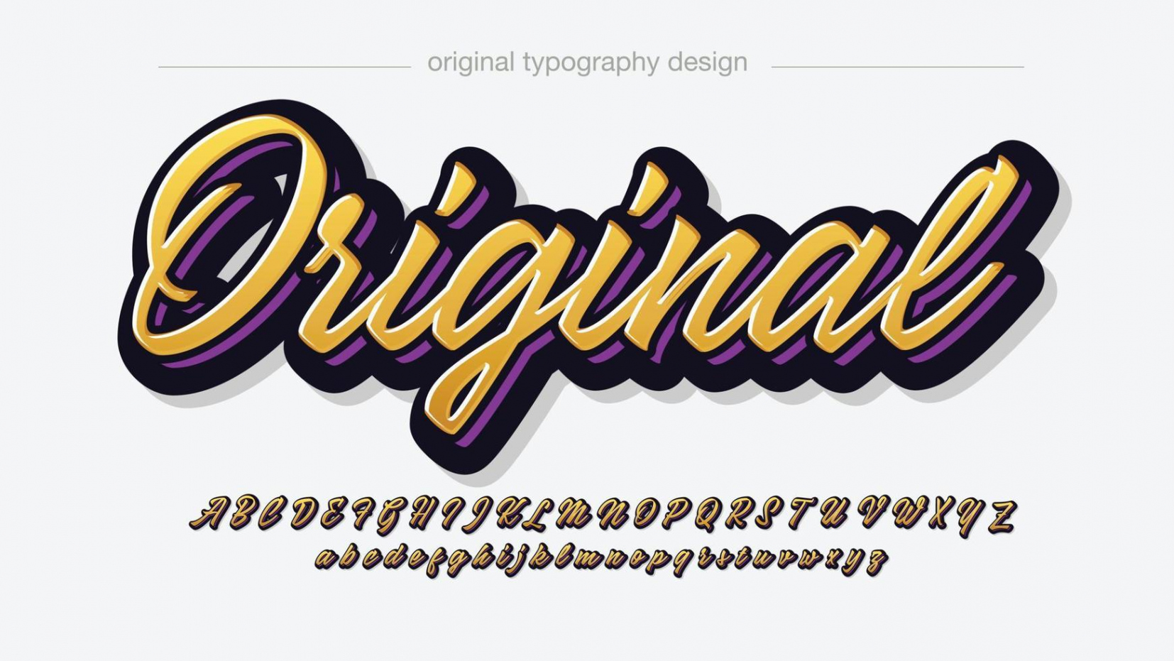 yellow modern cursive graffiti text effect  Vector Art at