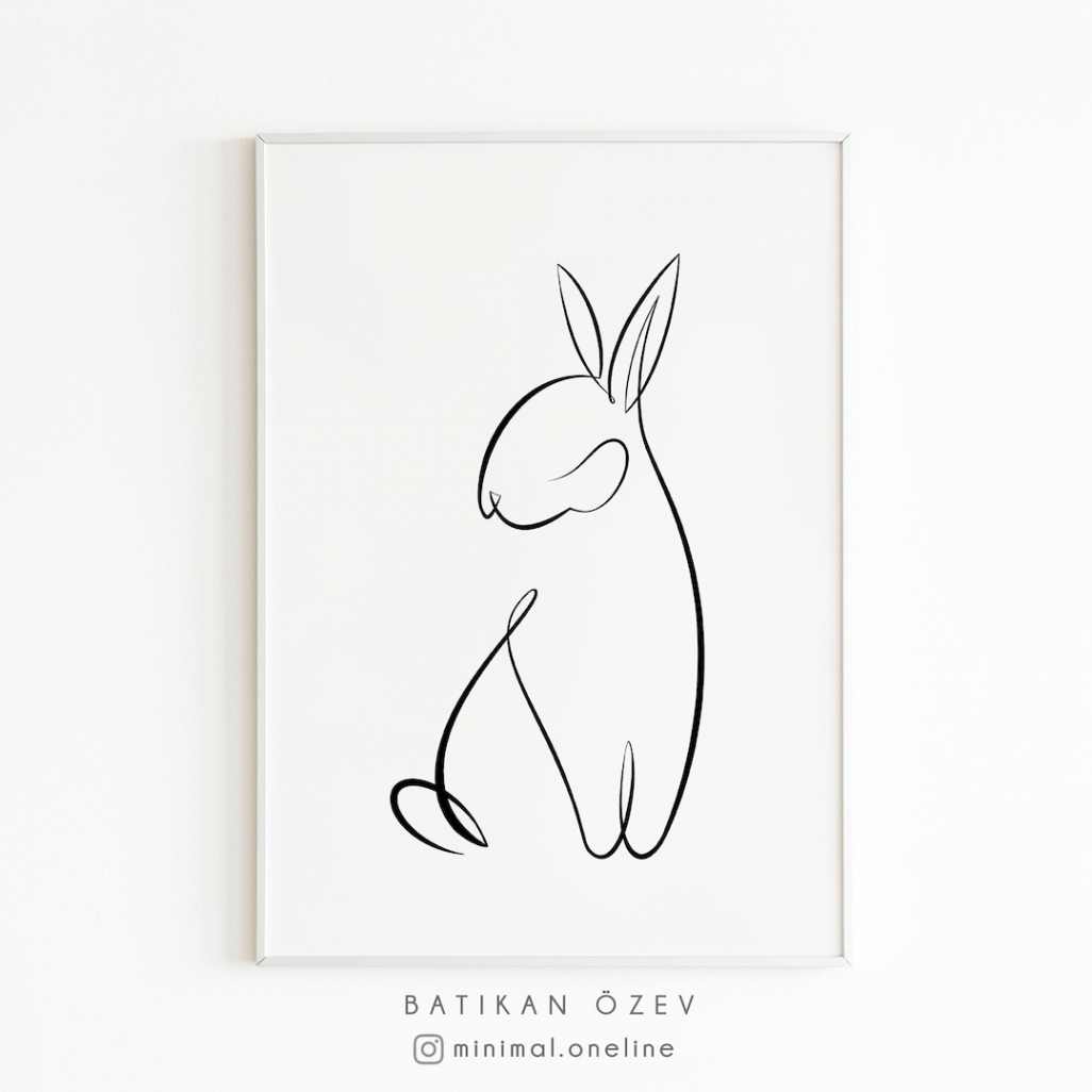 Abstract Rabbit Figure Art, Rabbit Drawing, One Line Drawing