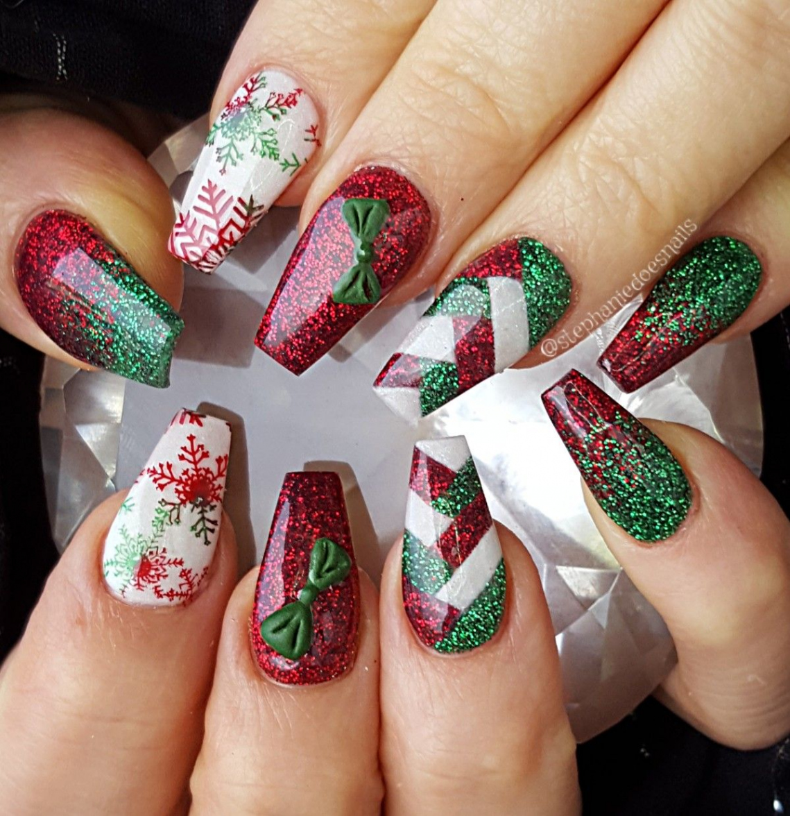 Acrylic nails  Christmas nail designs, Christmas nail art designs