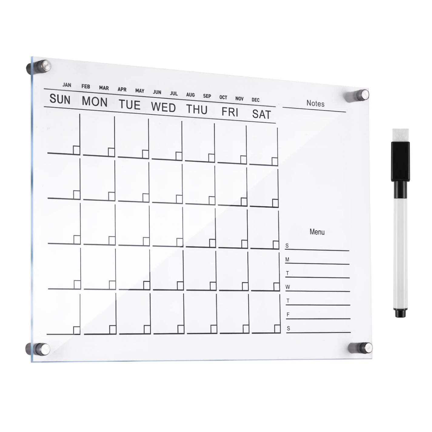 Acrylic Wall Calendar, Dry Wipe Acrylic Calendar for Wall Whiteboard  Calendar for Weekly Planner Office Classroom ( x  cm)