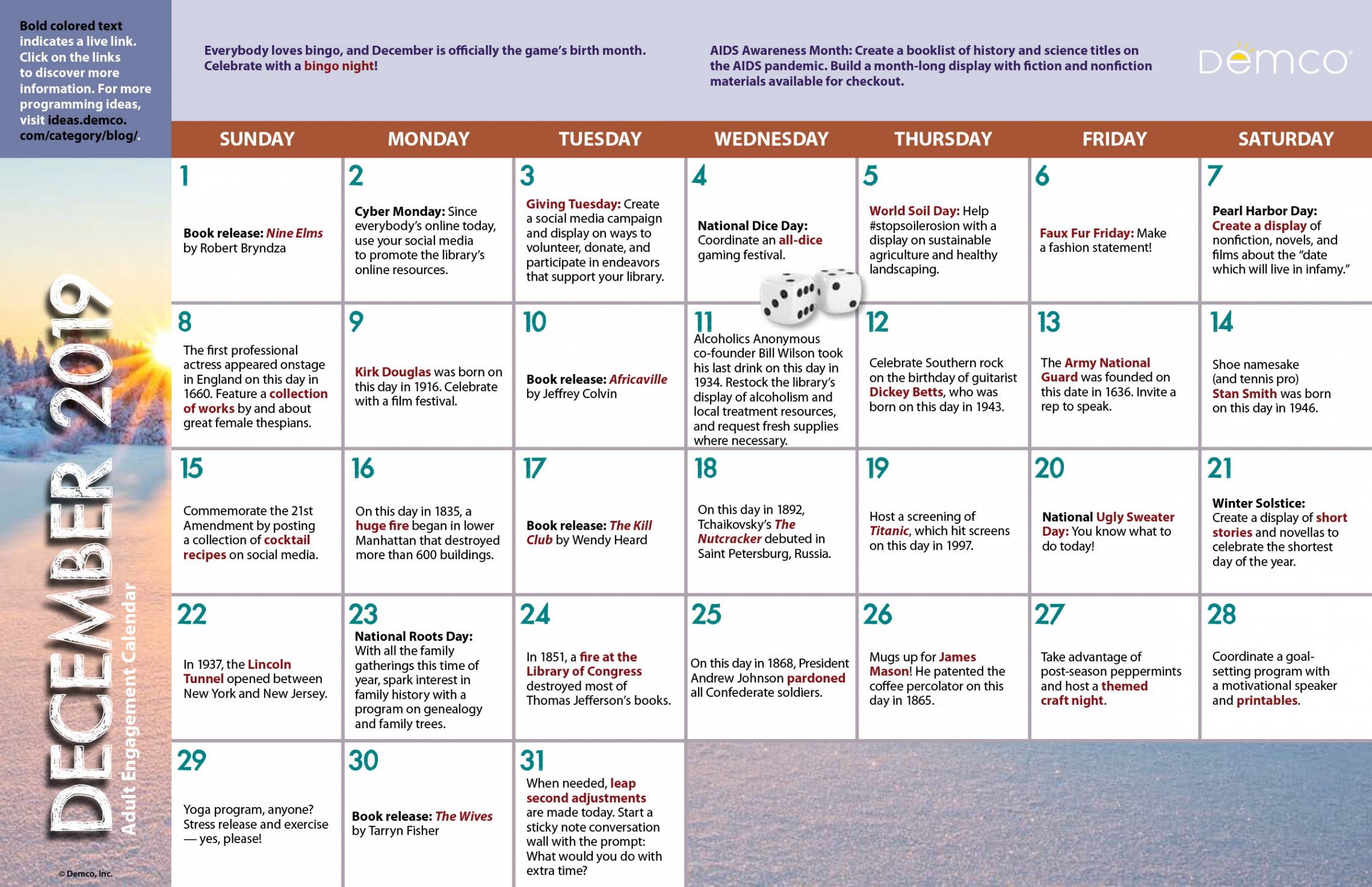 Adult Activity Calendar: December  - Ideas & Inspiration from