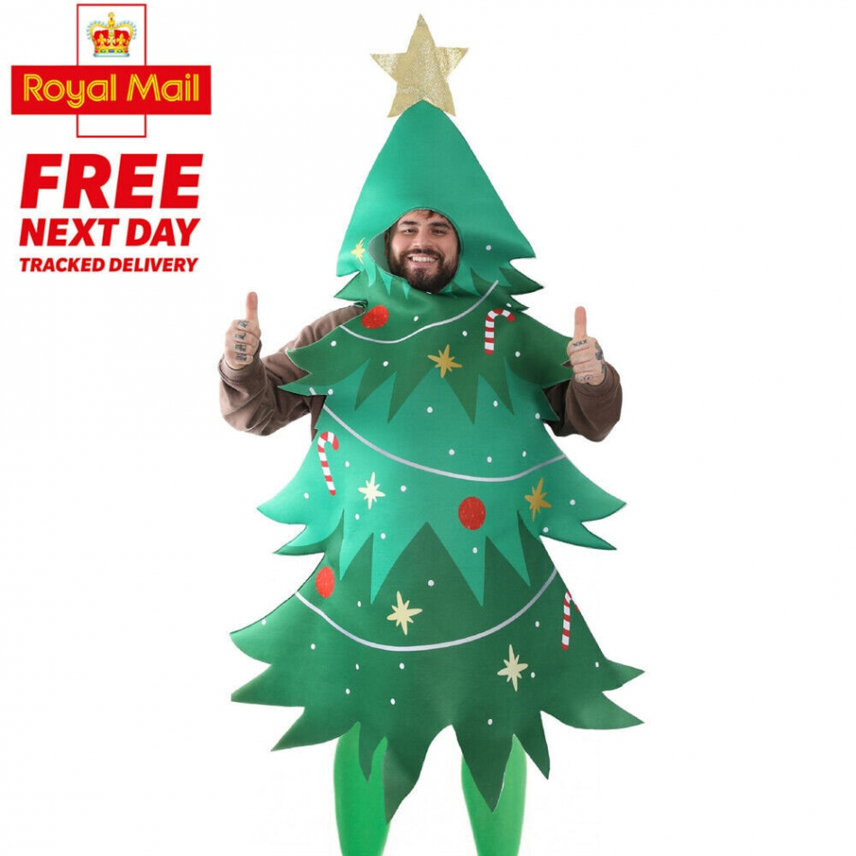 Adults christmas tree fancy dress costume outfit funny novelty