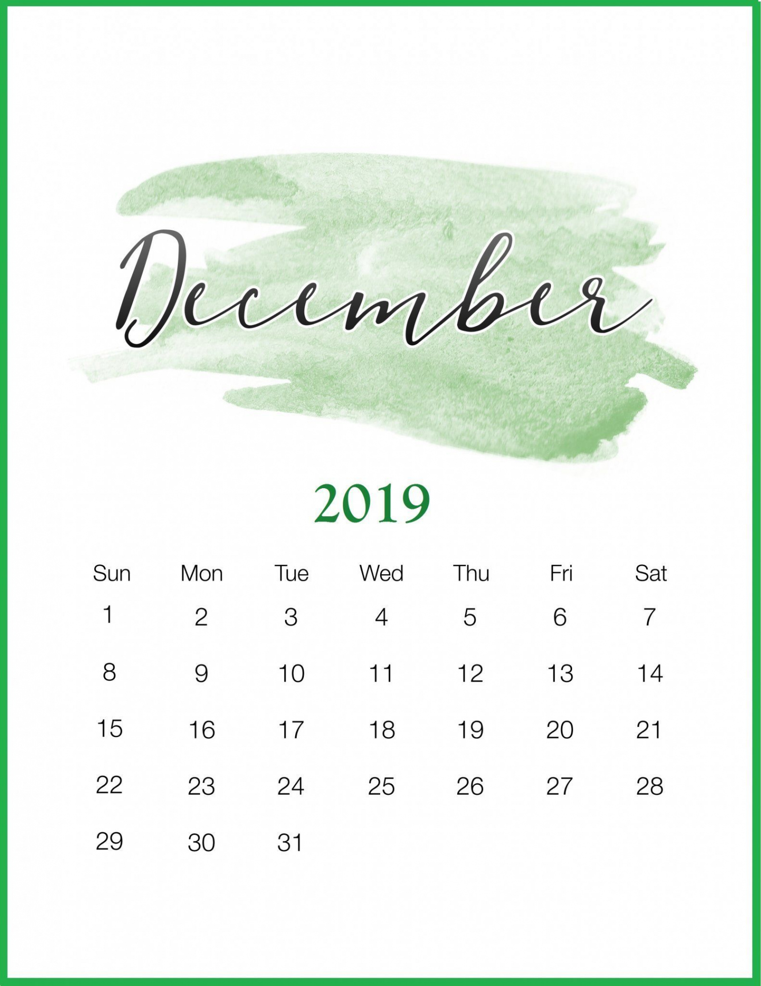 Aesthetic Cute December  Calendar Printable  Calendar