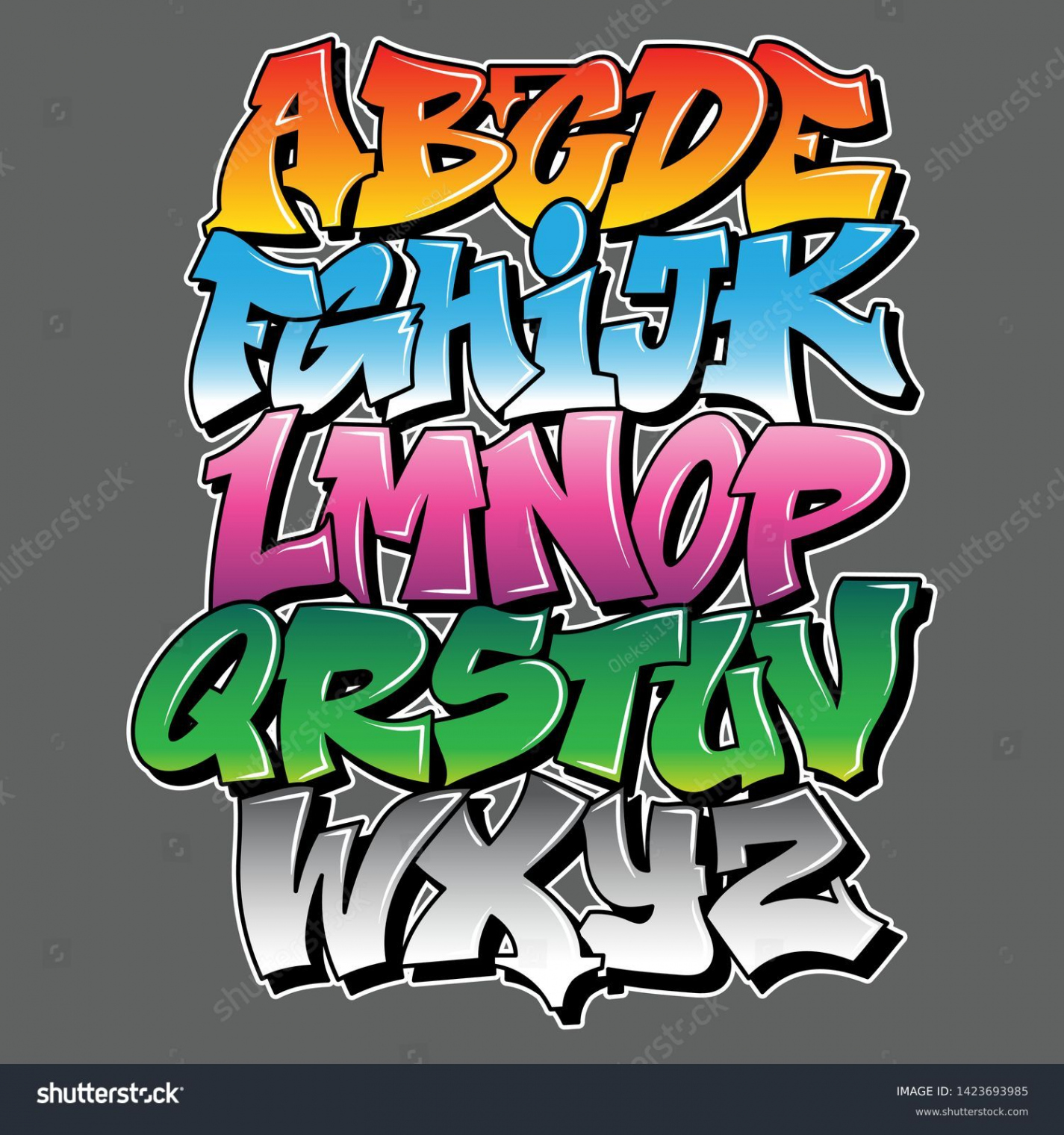 Alte Schule Graffiti Alphabet dekorative Buchstaben: Stock