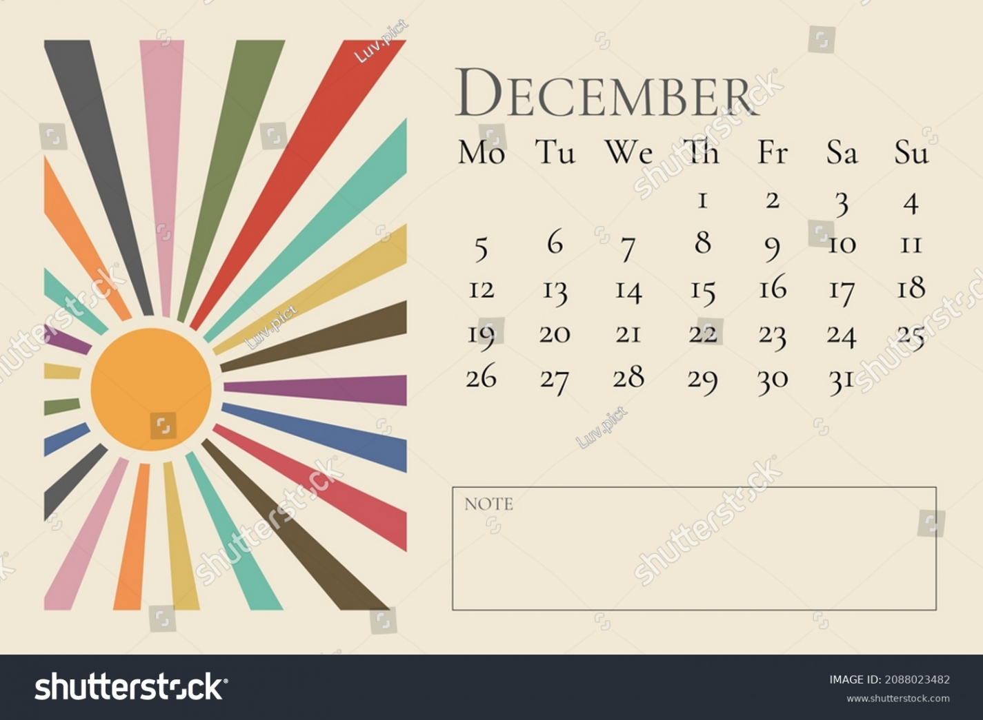 Ästhetischer Kalender Dezember