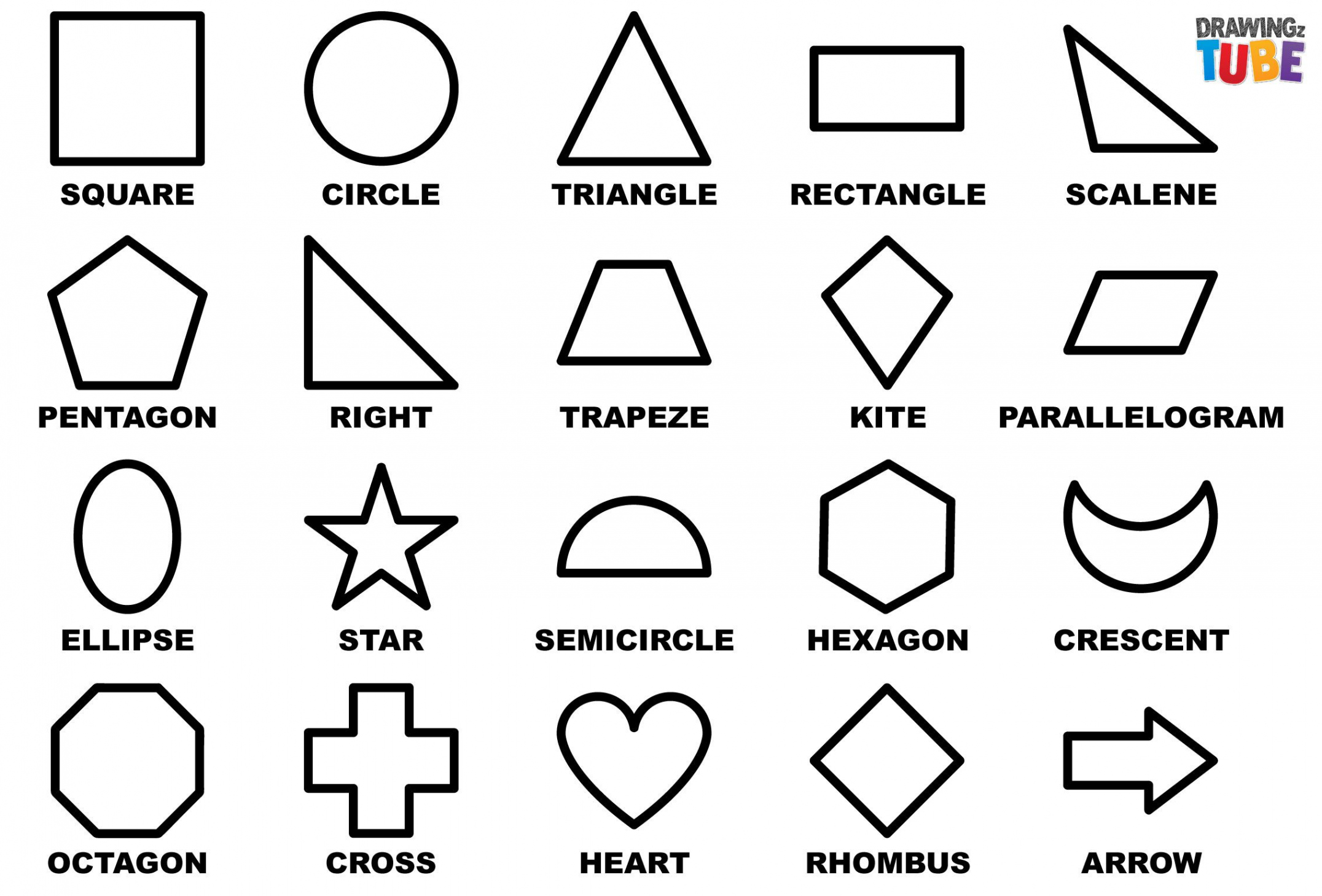 Basic Geometric Shapes  Geometric shapes drawing, Basic drawing