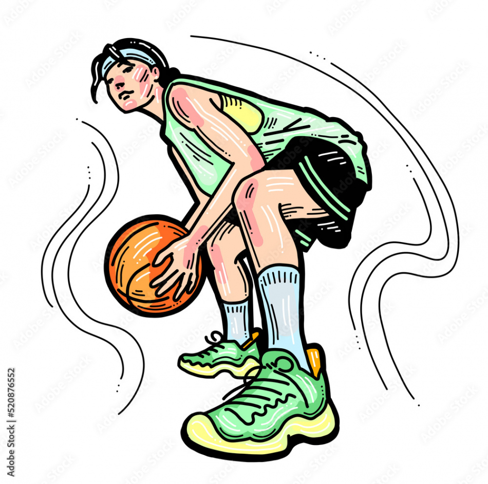 Basketball player playing with ball