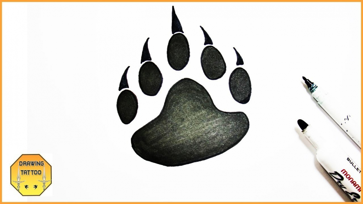 BEAR PAW tattoo design drawing - how to draw bear paw tattoo