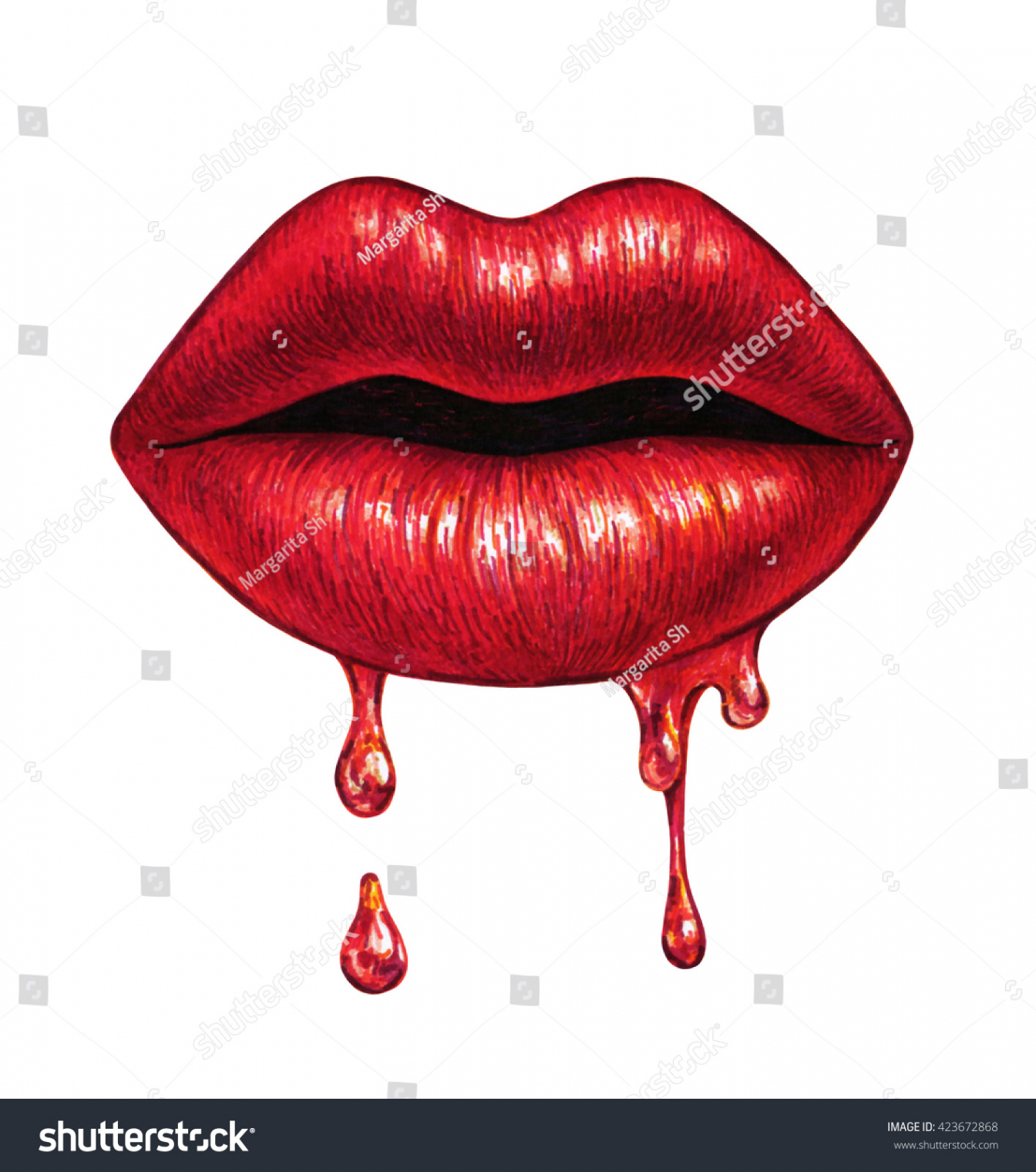 Beautiful Sexual Lips Isolated On White: Stockillustration