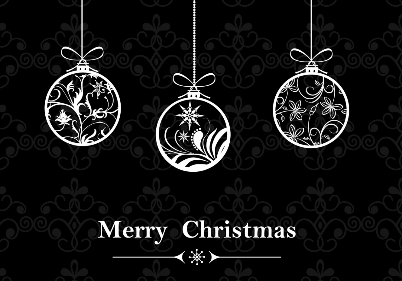 Black & White Christmas Ornament Wallpaper, Brush, and Pattern