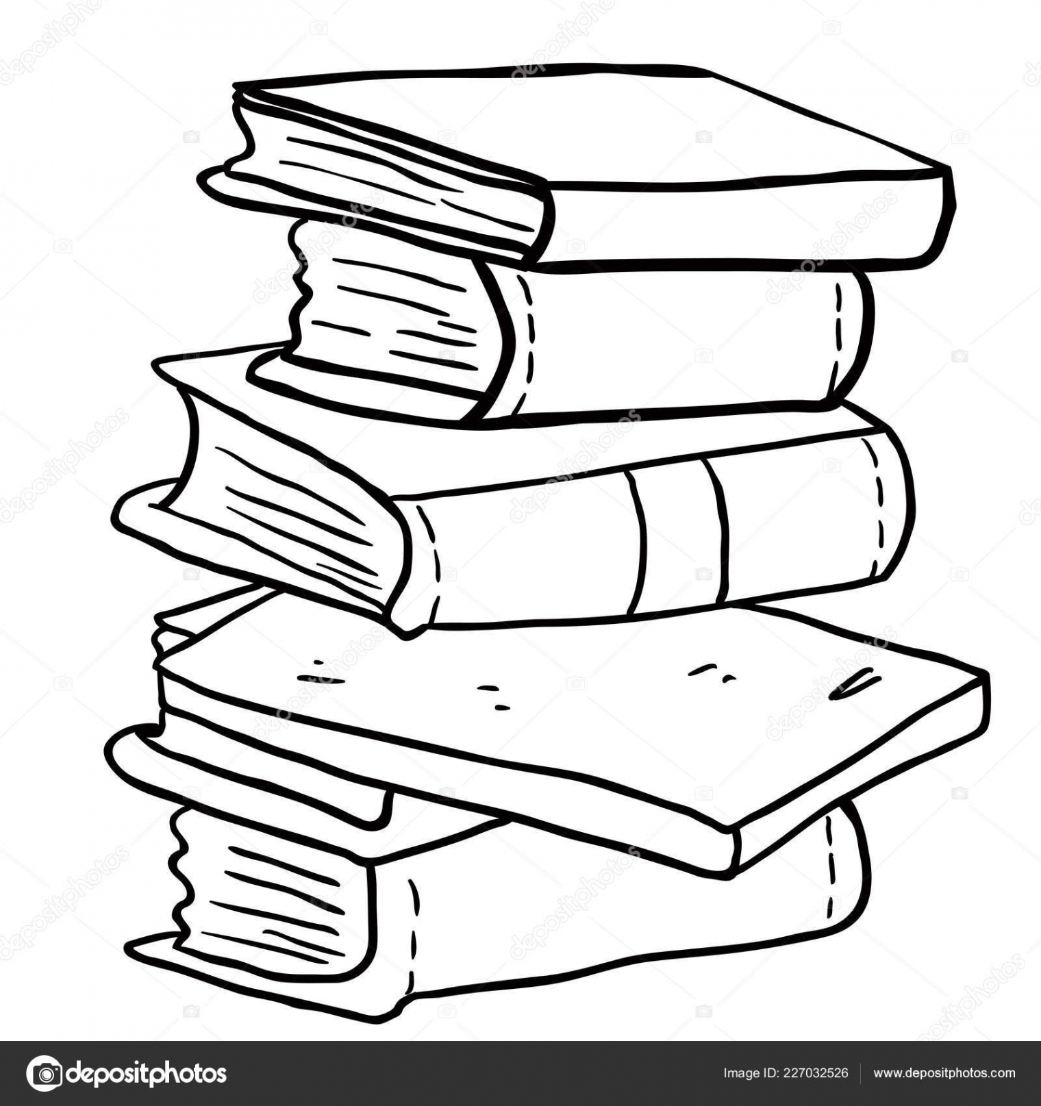 Black White Pile Books Cartoon Illustration Stock Vector by