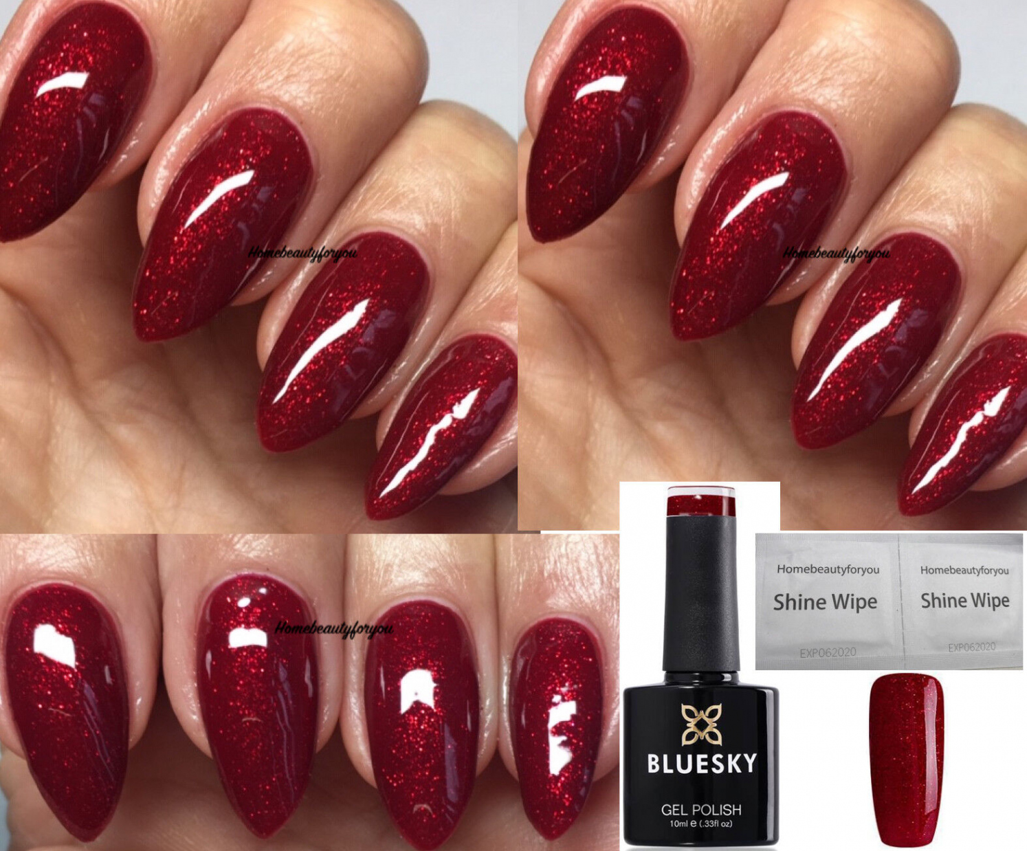 BLUESKY NAIL GEL POLISH MISTLETOE KISSES CHRISTMAS CHERRY RED UV