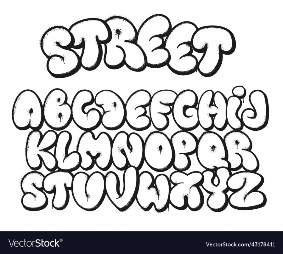 Bubble graffiti font inflated letters street art Vector Image