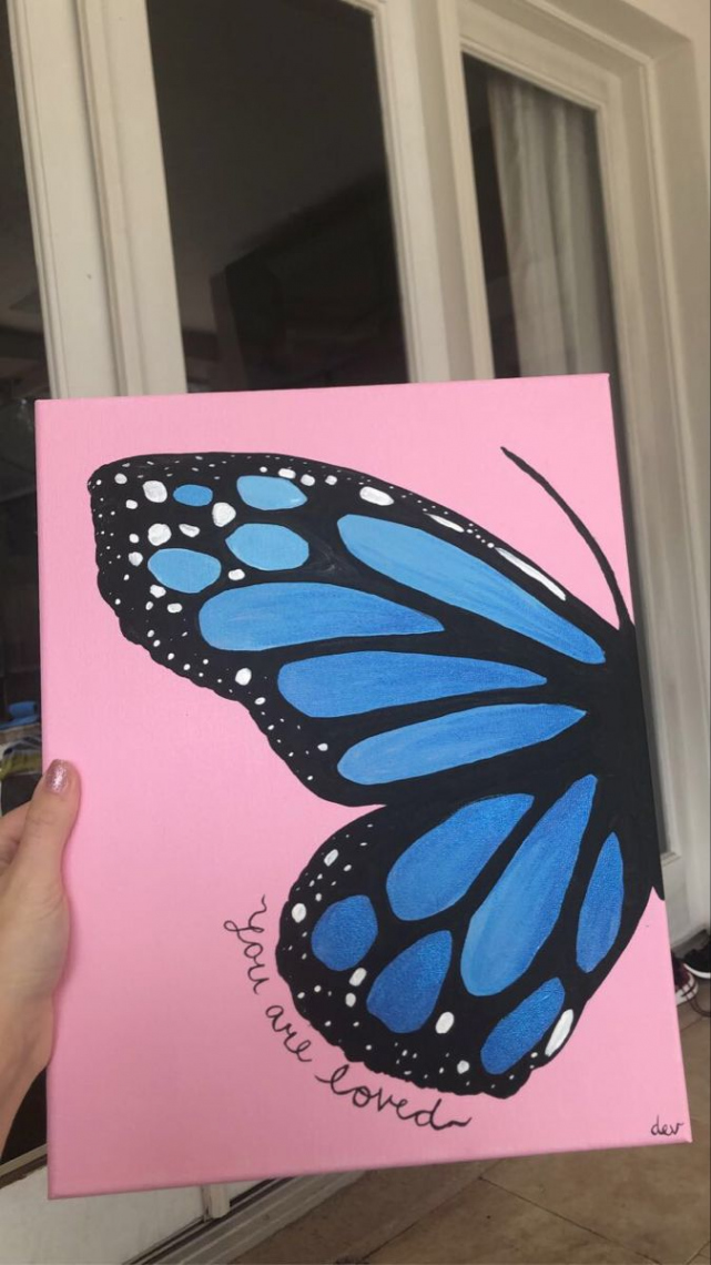 butterfly painting  Pink canvas art, Small canvas paintings