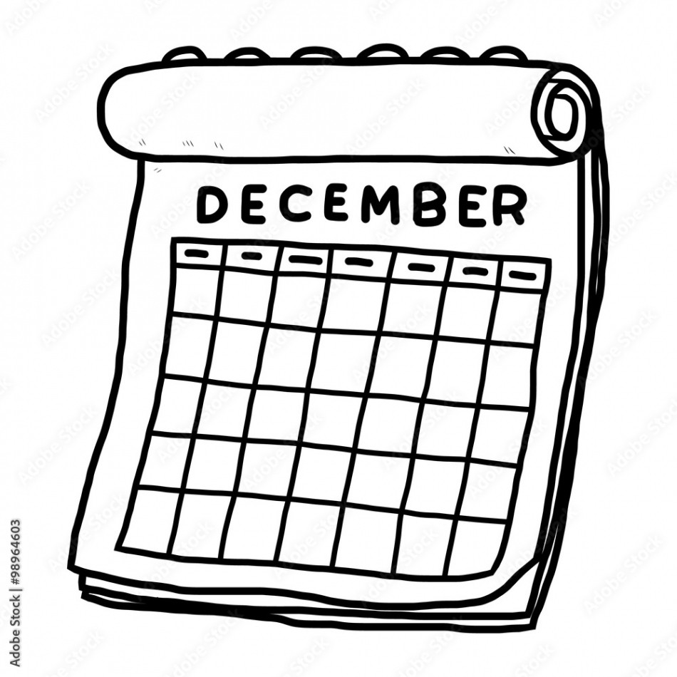 calendar of december / cartoon vector and illustration, black and