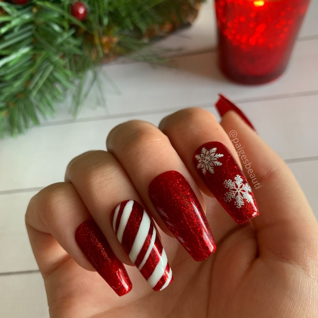 Candy Cane Press on Nails - Etsy