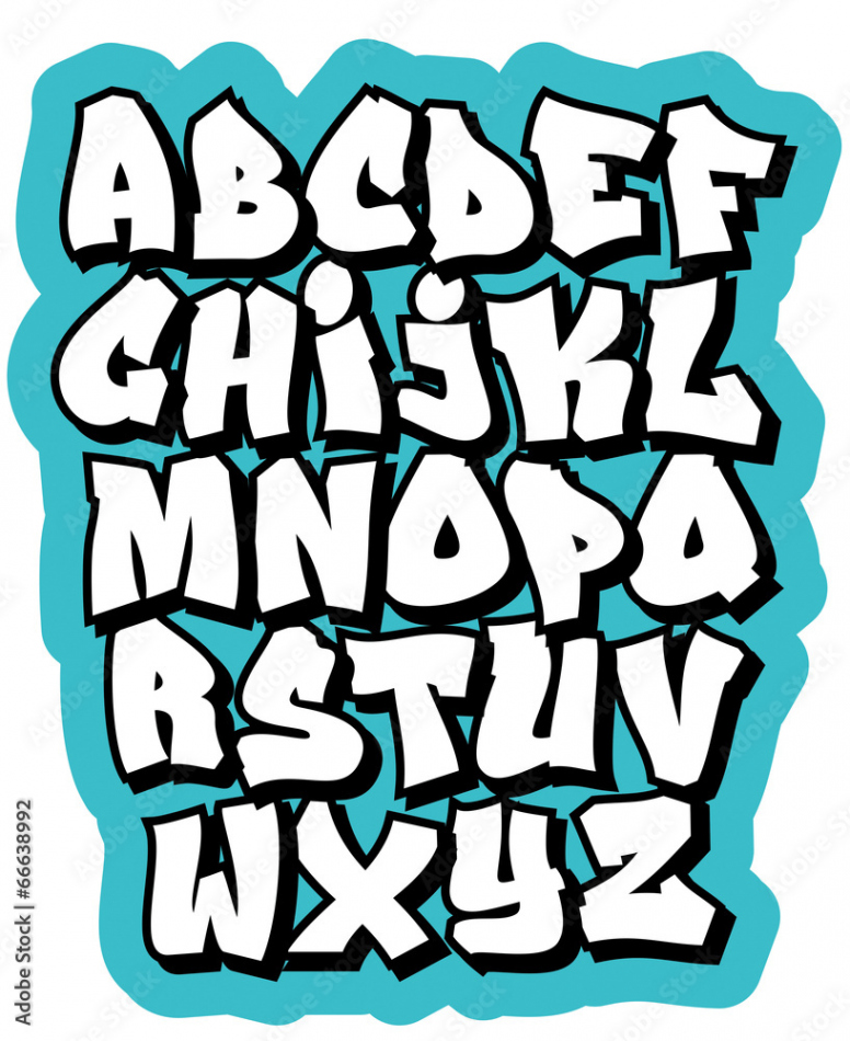 Cartoon comic graffiti doodle font alphabet