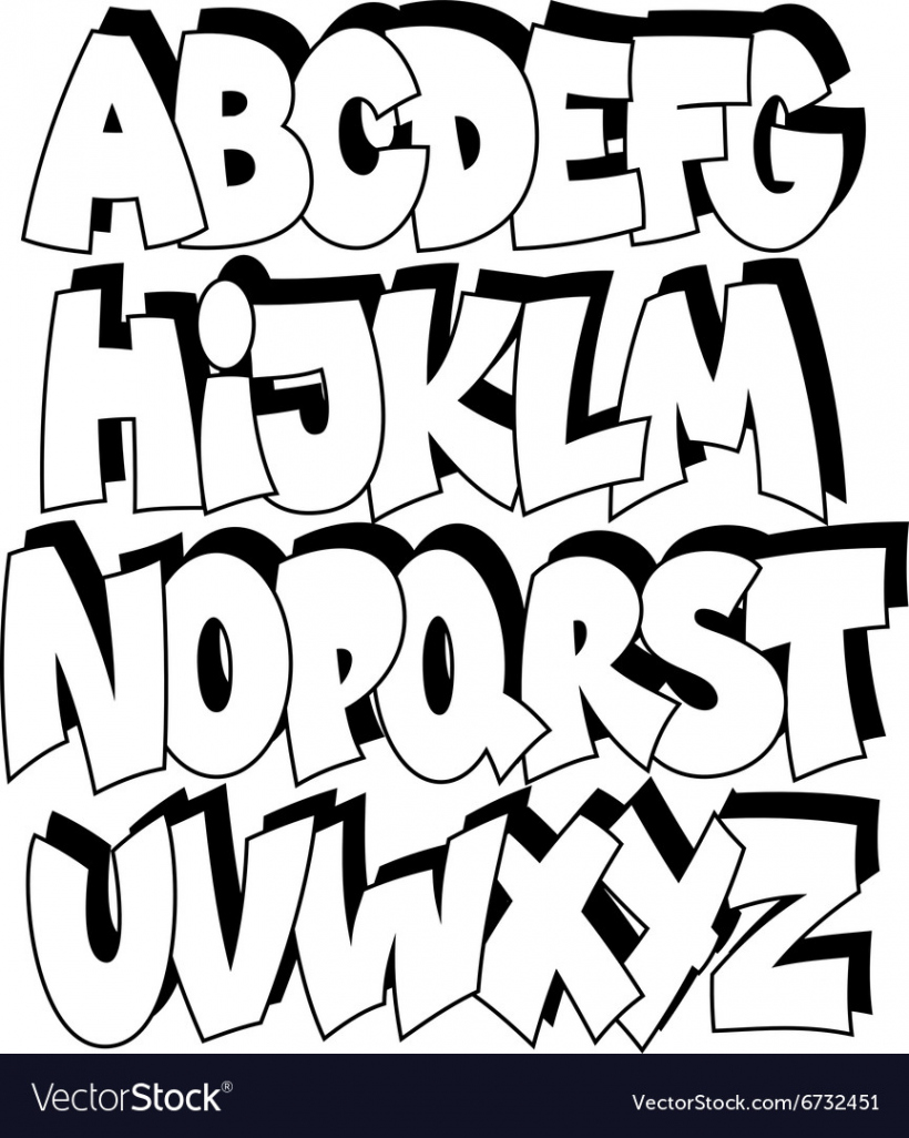 Cartoon comic graffiti font alphabet Royalty Free Vector