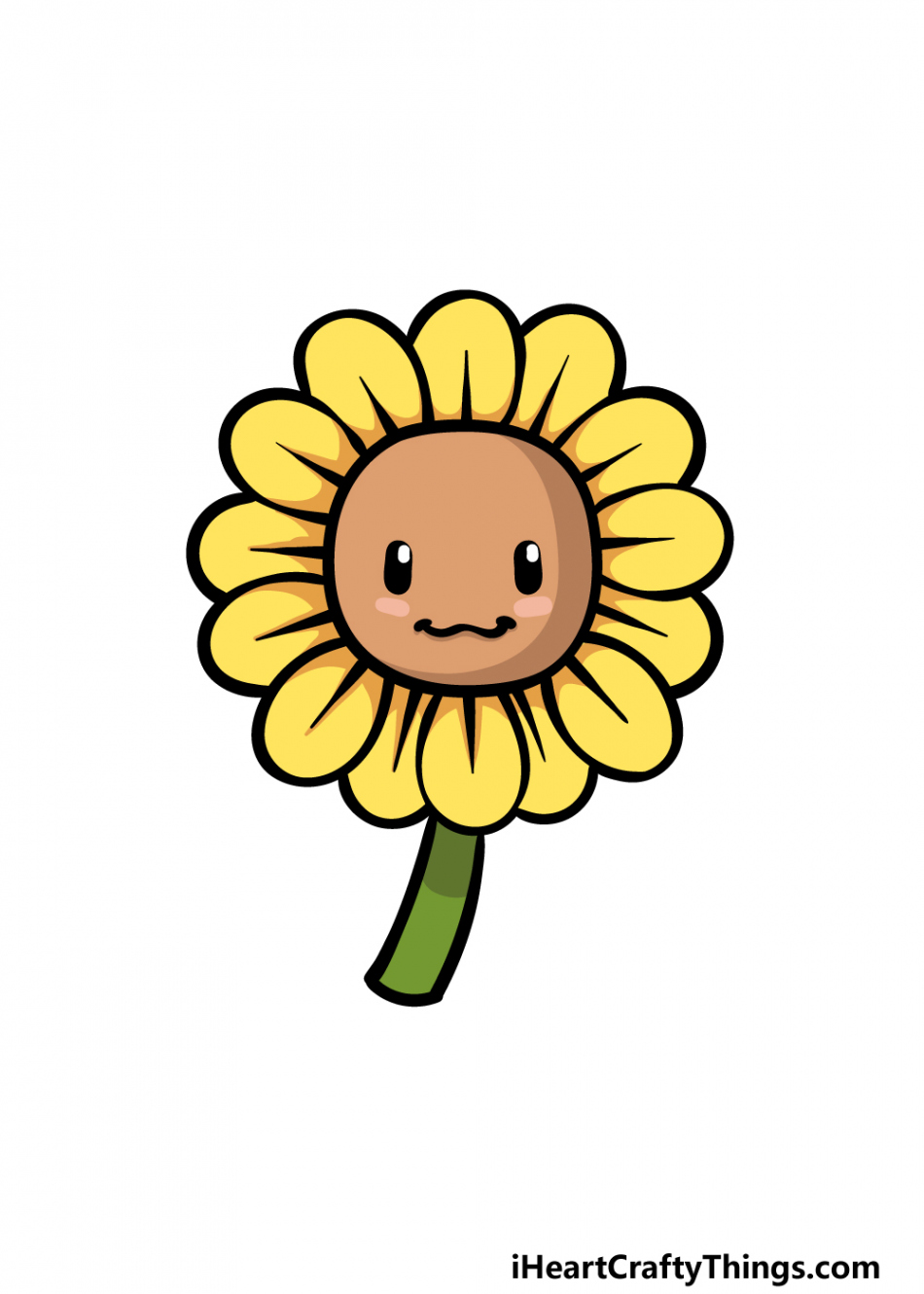 Cartoon Sunflower Drawing - How To Draw A Cartoon Sunflower Step