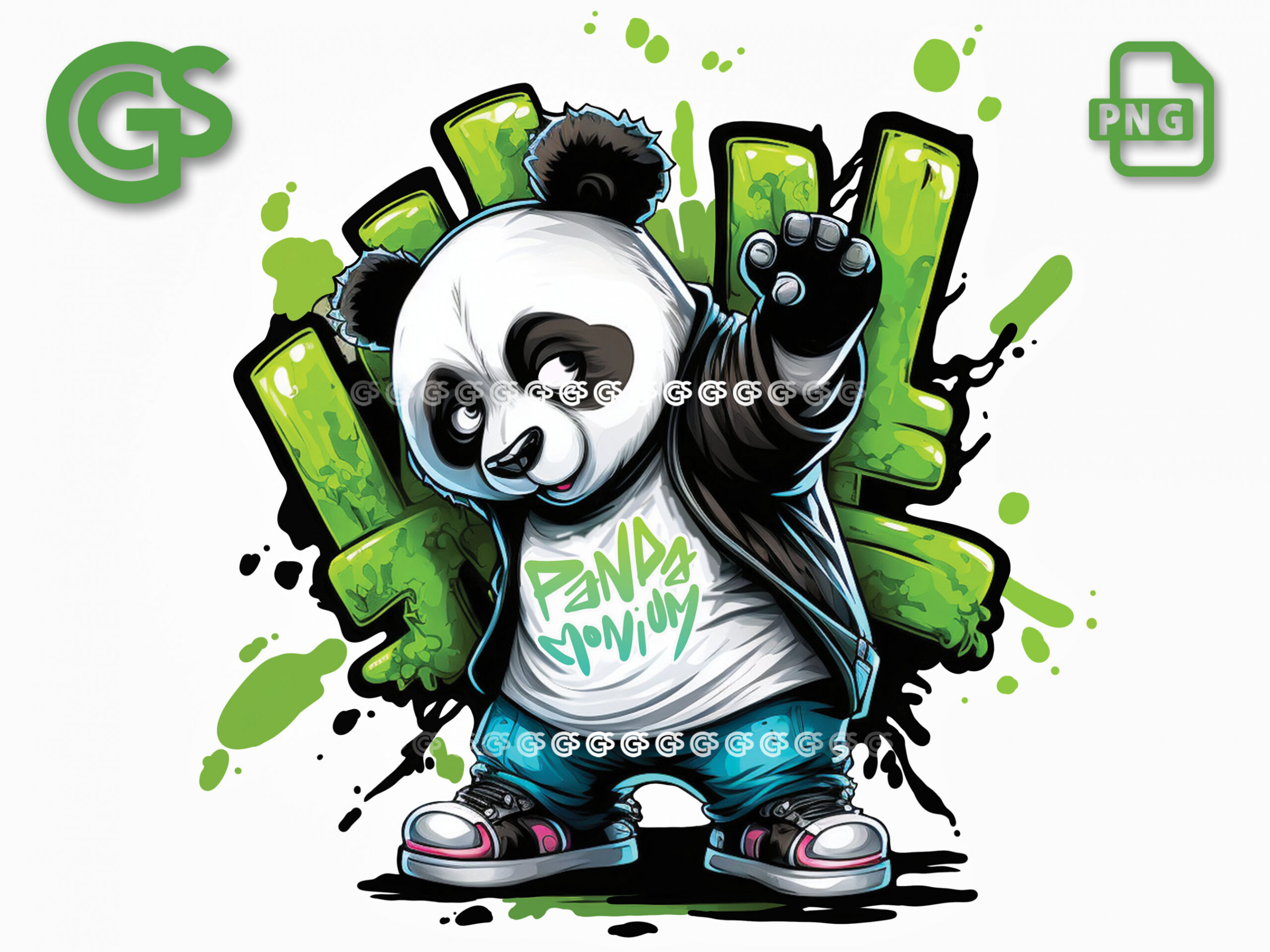 Chill Graffiti Panda PNG - Bär T-Shirt Aufkleber digitale Datei, Panda  Liebhaber, Urban Streetwear Sublimation, DTG Clipart