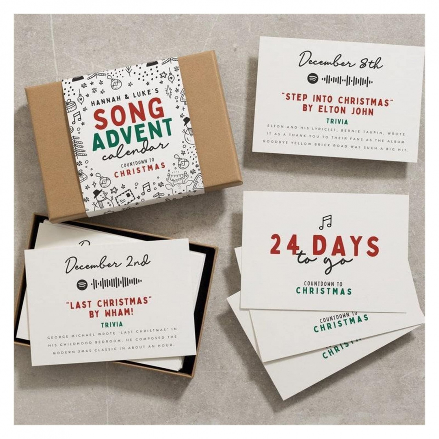 Christmas Advent Calendar, Advent Calendar Contains  Christmas Cards  Family Movie Advent Calendar, Film Music Christmas Countdown Calendar Card  Set