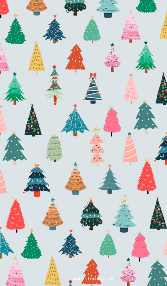 + Christmas Aesthetic Wallpapers : Colourful Christmas Trees