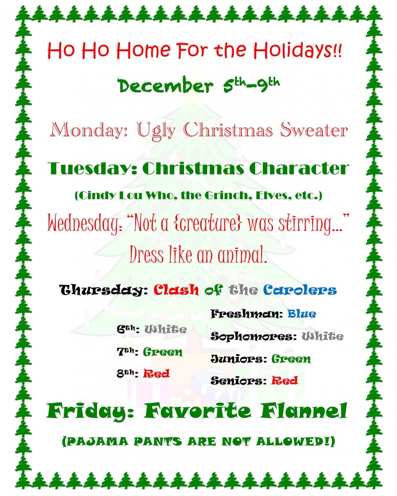 christmas dress up days!  Christmas dress up, Holiday spirit week