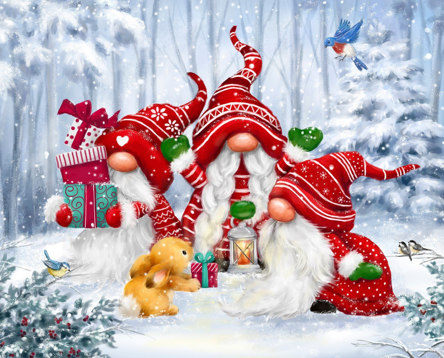 Christmas Gnomes ALC  Inch Digital Panel David Textiles