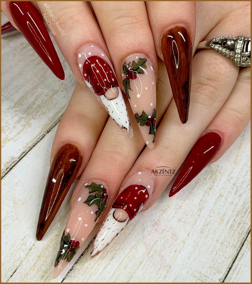 Christmas Gnomes  Xmas nails, Christmas gel nails, Christmas nails