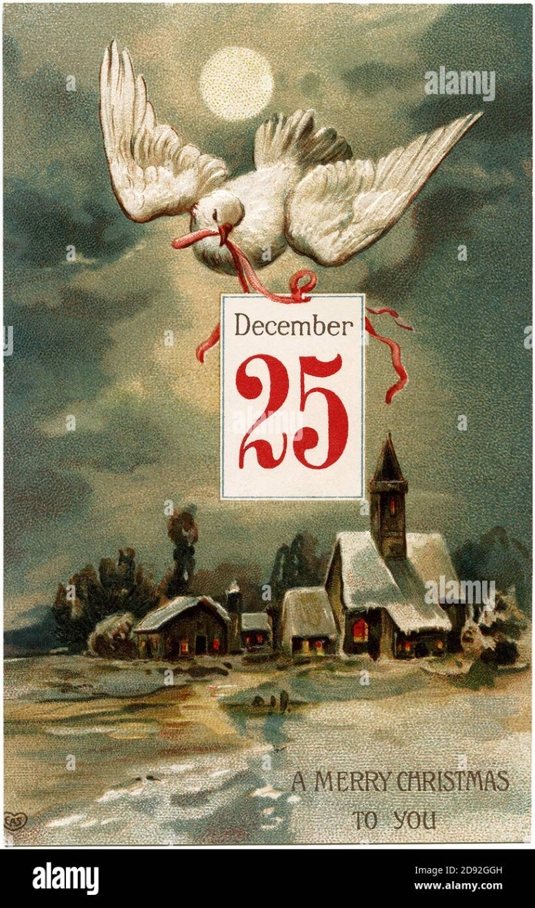 Christmas in a vintage and old way, dove with December th