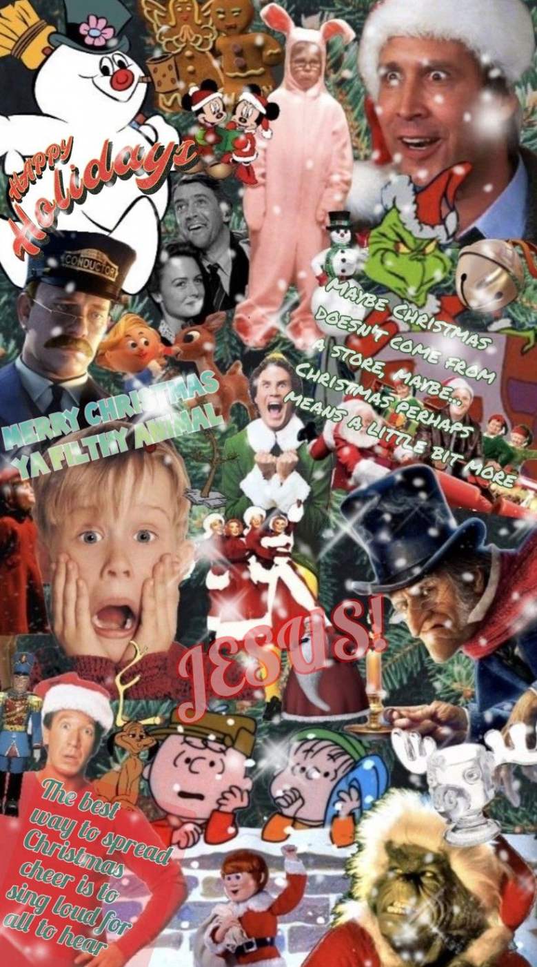 Christmas movie collage wallpaper  Christmas collage, Cute